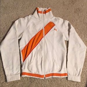 Vintage Puma white & orange athletic jacket small